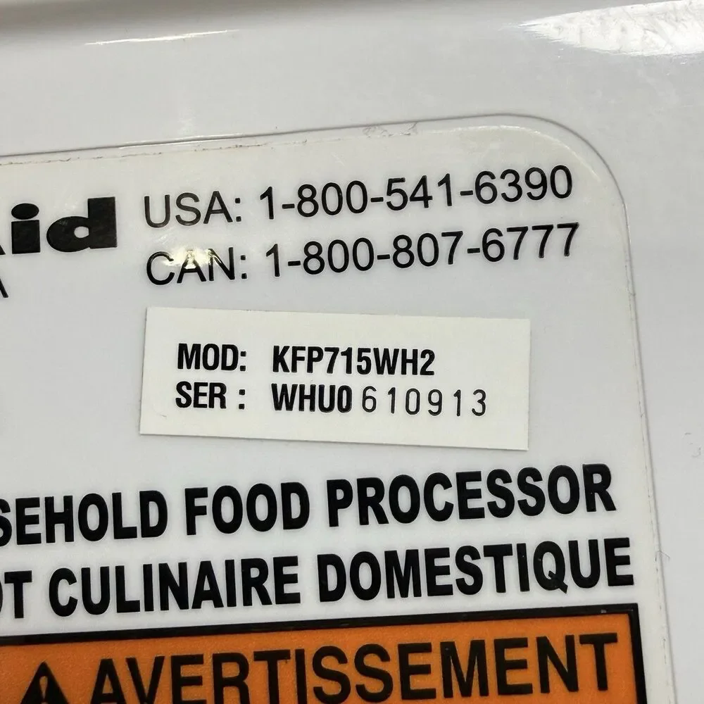 KitchenAid KFP715WH2 7‑Cup Food Processor BASE/MOTOR Only | Tested Works